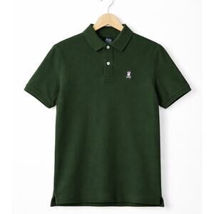 Psycho Bunny Polo Shirt Mens Medium Green Short Sleeve Pique Logo Classic Fit